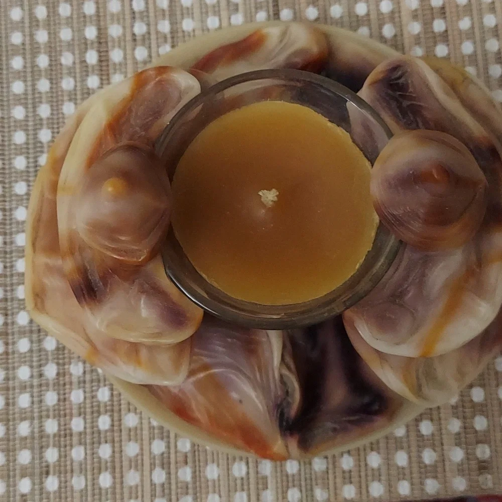 Vintage Hand Sculpted Brown Marbled One-of-a-kind Wax Candle